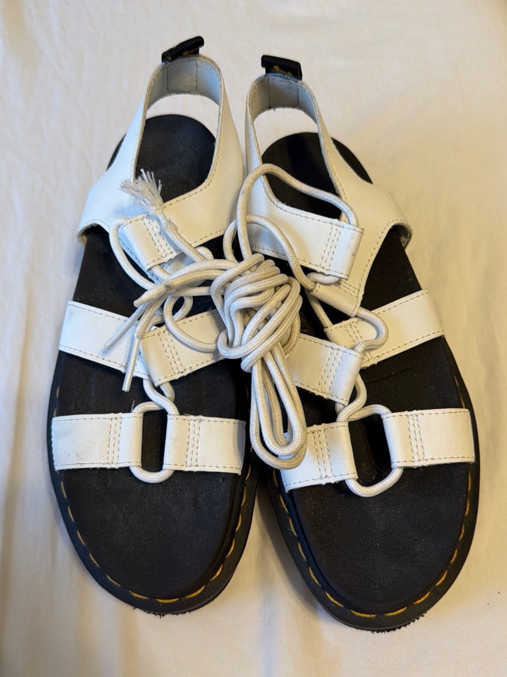 White Strappy Lace-Up Sandals
